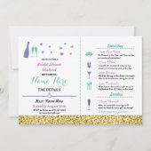 ブライダルシャワーの旅程のハートの紫色の金ゴールドの招待 招待状 (正面)