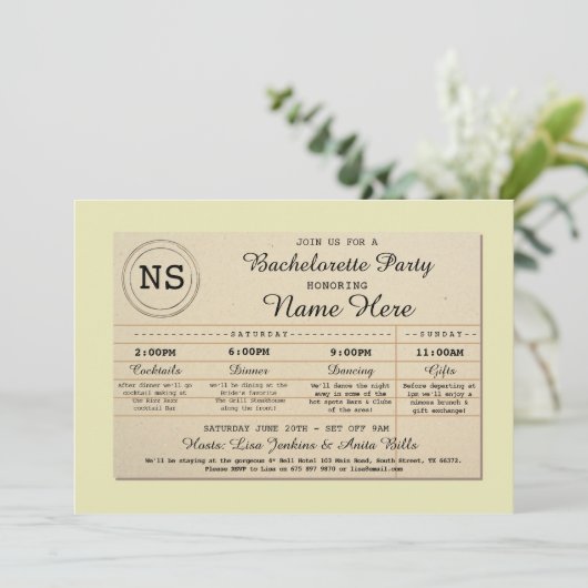 ブライダルシャワーの旅程のバチェロレッテの図書館の本 招待状 (スタンド正面)