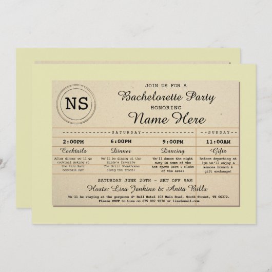 ブライダルシャワーの旅程のバチェロレッテの図書館の本 招待状 (正面/裏面)