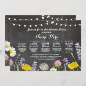 ブライダルシャワーの旅程のバチェロレッテの野生花 招待状 (正面/裏面)