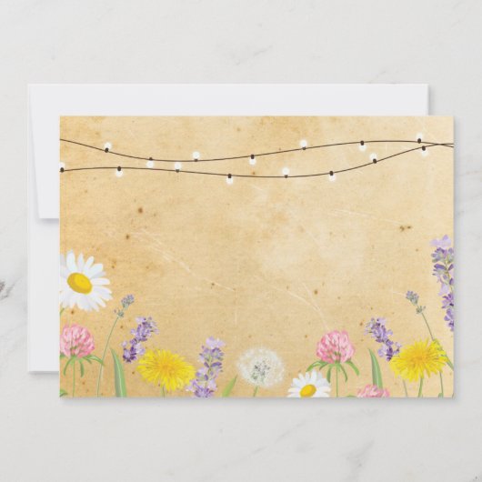 ブライダルシャワーの旅程のバチェロレッテの野生花 招待状 (裏面)