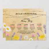 ブライダルシャワーの旅程のバチェロレッテの野生花 招待状 (正面/裏面)