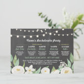 ブライダルシャワーの旅程の白い花素朴なライト 招待状 (スタンド正面)
