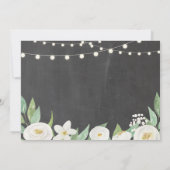 ブライダルシャワーの旅程の白い花素朴なライト 招待状 (裏面)