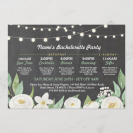 ブライダルシャワーの旅程の白い花素朴なライト 招待状