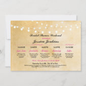 ブライダルシャワーの旅程の素朴なピンクのバチェロレッテ 招待状 (正面)