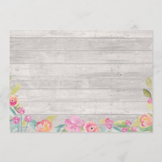 ブライダルシャワーの旅程の素朴な夕食のバチェロレッテ プログラム (裏面)