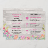 ブライダルシャワーの旅程の素朴な夕食のバチェロレッテ プログラム (正面/裏面)