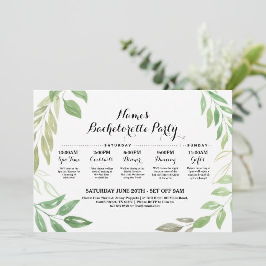 ブライダルシャワーの旅程の結婚式の群葉の葉 招待状 (スタンド正面)