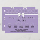 ブライダルシャワーの旅程の薄紫のバチェロレッテの招待 プログラム (正面/裏面)