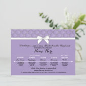 ブライダルシャワーの旅程の薄紫のバチェロレッテの招待 プログラム (スタンド正面)
