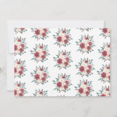 ブライダルシャワーの旅程の金ゴールドの花の赤い及びクリーム色 招待状 (裏面)