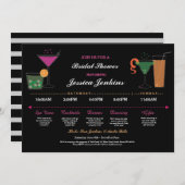 ブライダルシャワーの旅程の黒い及びピンクのバチェロレッテ プログラム (正面/裏面)