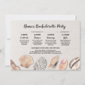 ブライダルシャワーの旅程は海のビーチ結婚式を殻から取り出します 招待状 (正面)