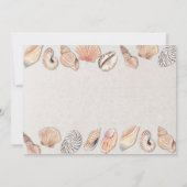 ブライダルシャワーの旅程は海のビーチ結婚式を殻から取り出します 招待状 (裏面)