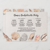 ブライダルシャワーの旅程は海のビーチ結婚式を殻から取り出します 招待状 (正面/裏面)