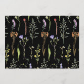 ブライダルシャワーの旅程ワイルドフラワーフローラ濃色 プログラム (裏面)