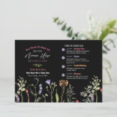 ブライダルシャワーの旅程ワイルドフラワーフローラ濃色 プログラム (スタンド正面)