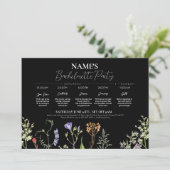 ブライダルシャワーの旅程ワイルドフラワーフローラ濃色 招待状 (スタンド正面)