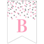 ブライダルシャワーの旗のピンクの銀の紙吹雪 バンティングフラッグ (第2の旗)