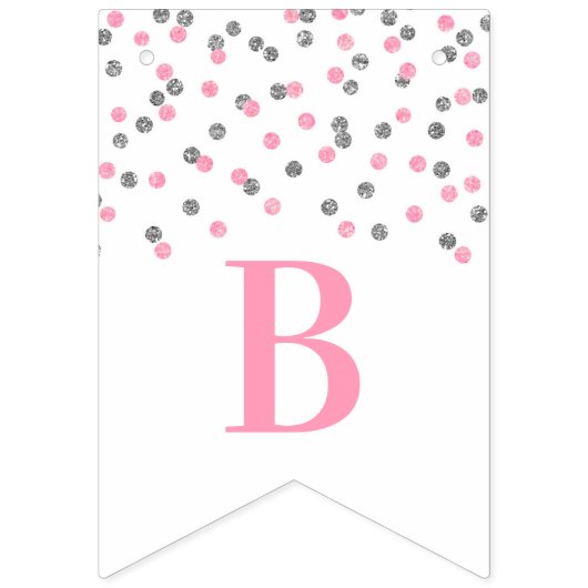 ブライダルシャワーの旗のピンクの銀の紙吹雪 バンティングフラッグ (第2の旗)