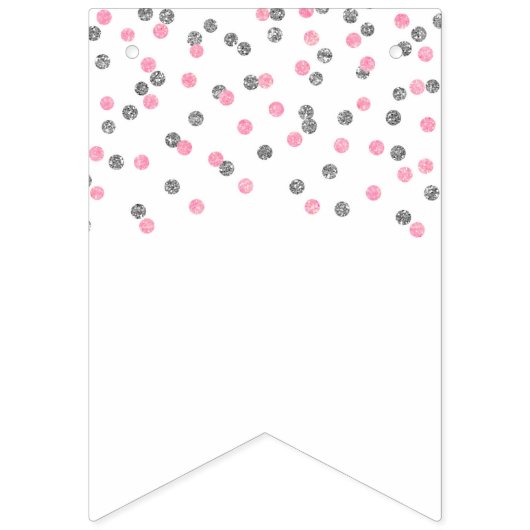 ブライダルシャワーの旗のピンクの銀の紙吹雪 バンティングフラッグ (第1の旗)