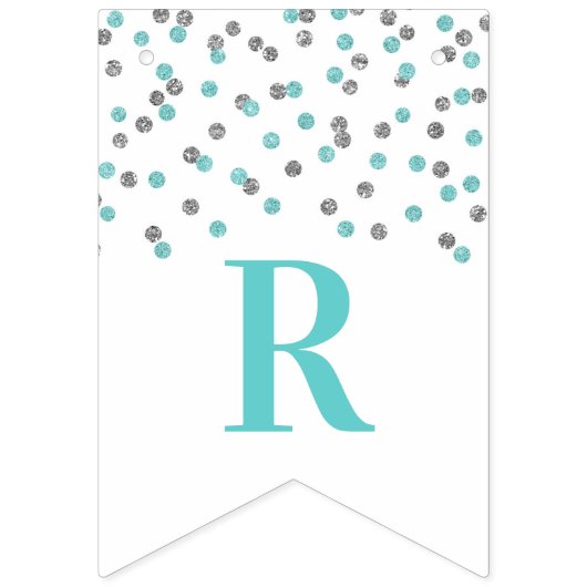 ブライダルシャワーの旗の青い銀製の紙吹雪 バンティングフラッグ (第3の旗)