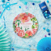 ブライダルシャワーの昼食会のピンクのラベンダーのモダンの花柄 ペーパープレート (パーティー)