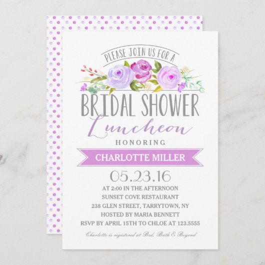 ブライダルシャワーの昼食会|のブライダルシャワー 招待状 (正面/裏面)