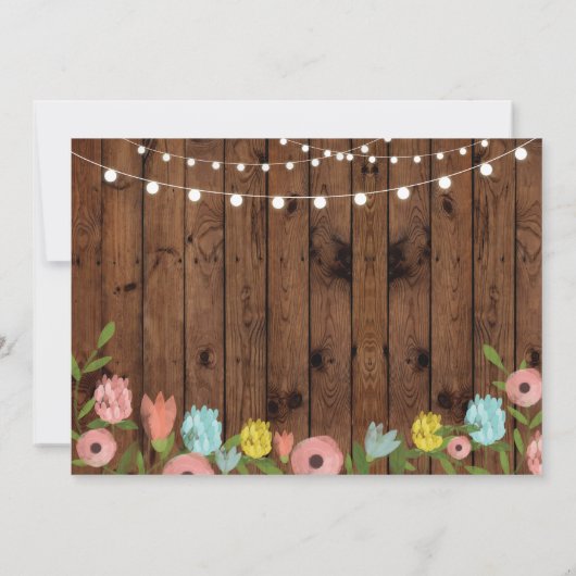 ブライダルシャワーの木製の花の旅程のバチェロレッテ 招待状 (裏面)