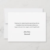 ブライダルシャワーの未来の花嫁チックスタイリッシュなハート サンキューカード (裏面)