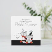 ブライダルシャワーの正方形のシャンペンの招待状 招待状 (スタンド正面)