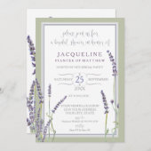 ブライダルシャワーの水彩画のフランスのなラベンダーの花 招待状 (正面/裏面)
