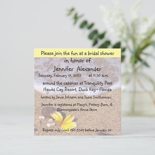ブライダルシャワーの沿岸位置のパーティー 招待状 (スタンド正面)
