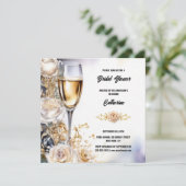 ブライダルシャワーの泡状の白バラの水色エレガント シーズンカード (スタンド正面)