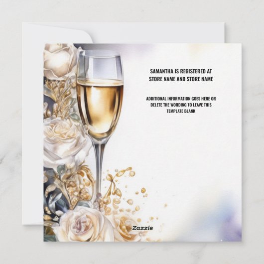 ブライダルシャワーの泡状の白バラの水色エレガント シーズンカード (裏面)