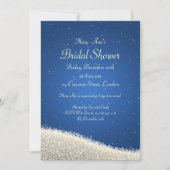 ブライダルシャワーの目が眩エレガントむ輝き青 招待状 (正面)