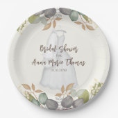 ブライダルシャワーの秋の落ち葉 ウェディングドレス エレガント ペーパープレート (正面)