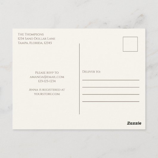 ブライダルシャワーの秋の落ち葉 ウェディングドレス エレガント ポストカード (裏面)