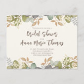 ブライダルシャワーの秋の落ち葉 ウェディングドレス エレガント ポストカード (正面)