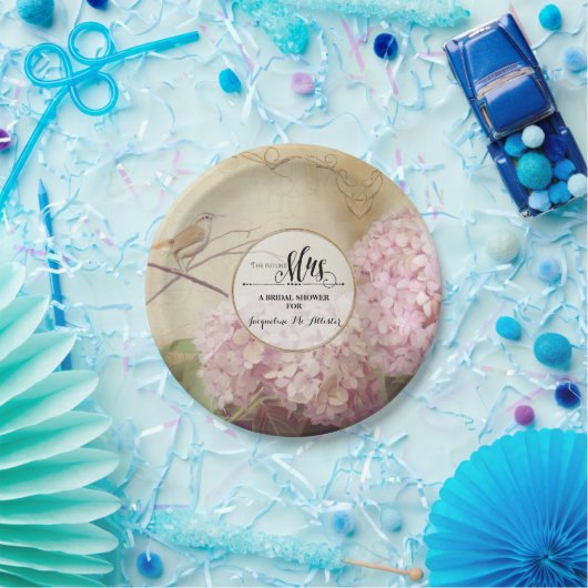 ブライダルシャワーの紙のパーティーの装飾のピンクのアジサイの芸術 ペーパープレート (パーティー)