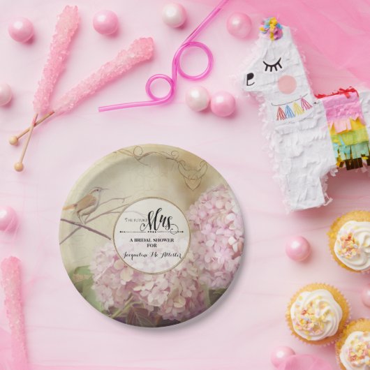 ブライダルシャワーの紙のパーティーの装飾のピンクのアジサイの芸術 ペーパープレート (パーティー)