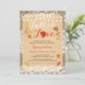 ブライダルシャワーの素朴なバーラップのヴィンテージは恋に落ちます 招待状 (スタンド正面)
