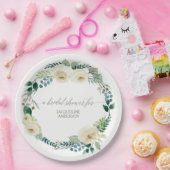 ブライダルシャワーの素朴なリースのアラバスターは葉上がりました ペーパープレート (パーティー)