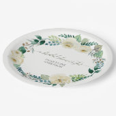 ブライダルシャワーの素朴なリースのアラバスターは葉上がりました ペーパープレート (アングル)