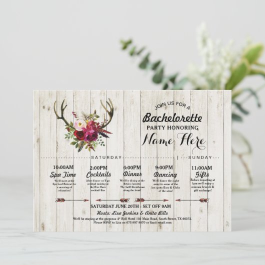 ブライダルシャワーの素朴な旅程のバチェロレッテの枝角 プログラム (スタンド正面)