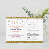 ブライダルシャワーの紫色の金ゴールドの旅程のバチェロレッテ プログラム (スタンド正面)