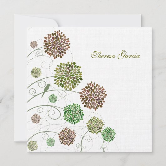 ブライダルシャワーの緑の切り妻の名前入りな招待状 招待状 (正面)