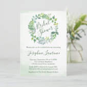 ブライダルシャワーの緑の葉の水色 招待状 (スタンド正面)