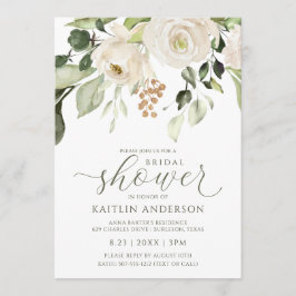 ブライダルシャワーの緑の葉白い水色 招待状